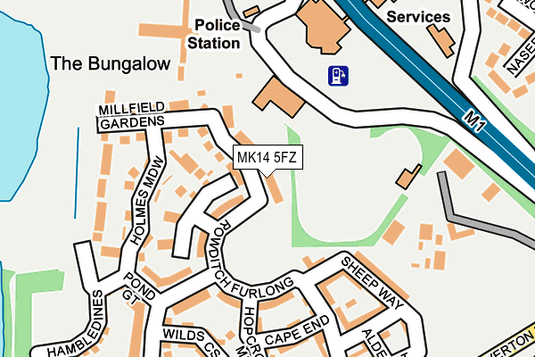 MK14 5FZ map - OS OpenMap – Local (Ordnance Survey)
