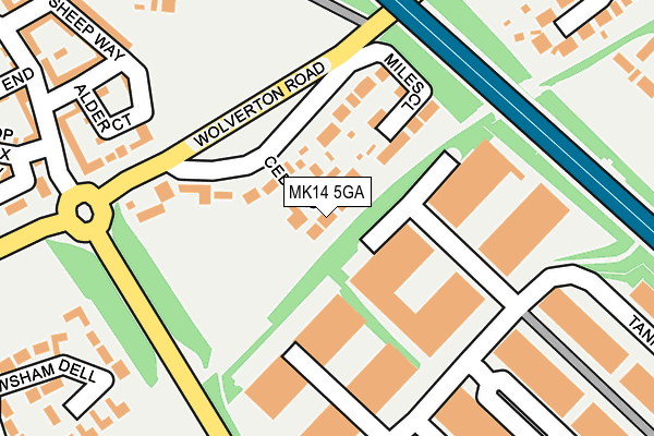 MK14 5GA map - OS OpenMap – Local (Ordnance Survey)