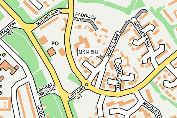 MK14 5HJ map - OS OpenMap – Local (Ordnance Survey)