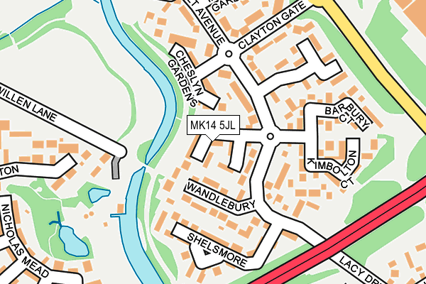 MK14 5JL map - OS OpenMap – Local (Ordnance Survey)