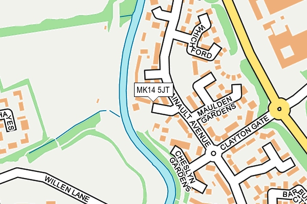MK14 5JT map - OS OpenMap – Local (Ordnance Survey)