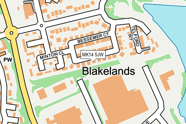 MK14 5JW map - OS OpenMap – Local (Ordnance Survey)
