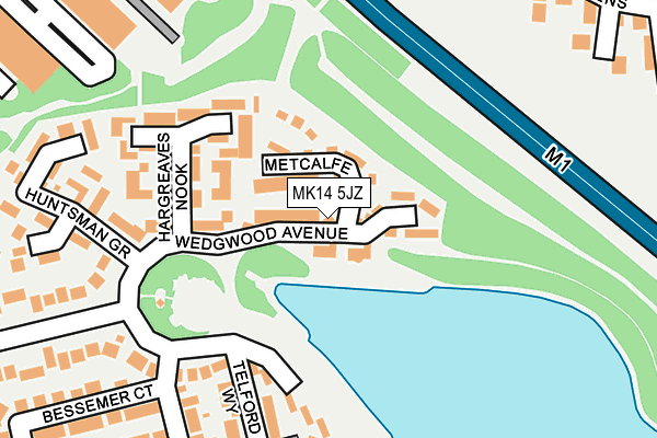 MK14 5JZ map - OS OpenMap – Local (Ordnance Survey)