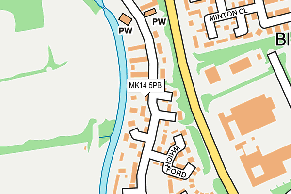 MK14 5PB map - OS OpenMap – Local (Ordnance Survey)