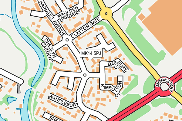 MK14 5PJ map - OS OpenMap – Local (Ordnance Survey)