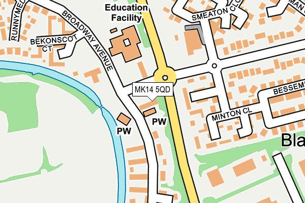 MK14 5QD map - OS OpenMap – Local (Ordnance Survey)