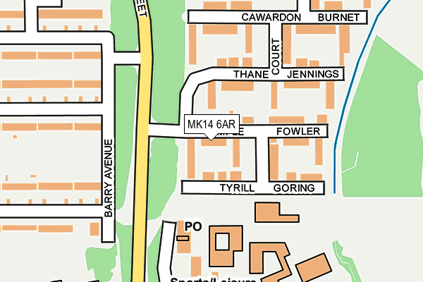 MK14 6AR map - OS OpenMap – Local (Ordnance Survey)