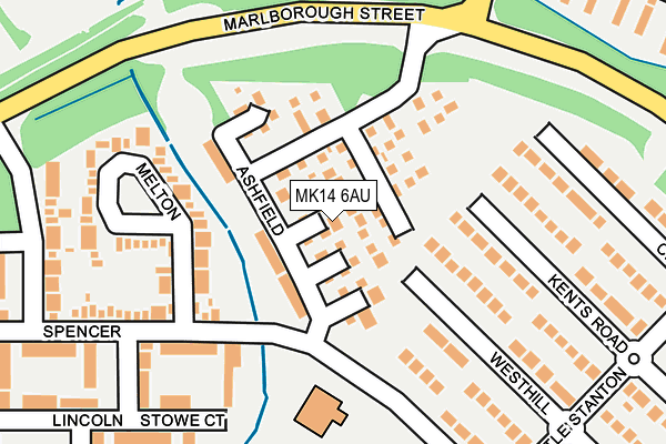 MK14 6AU map - OS OpenMap – Local (Ordnance Survey)