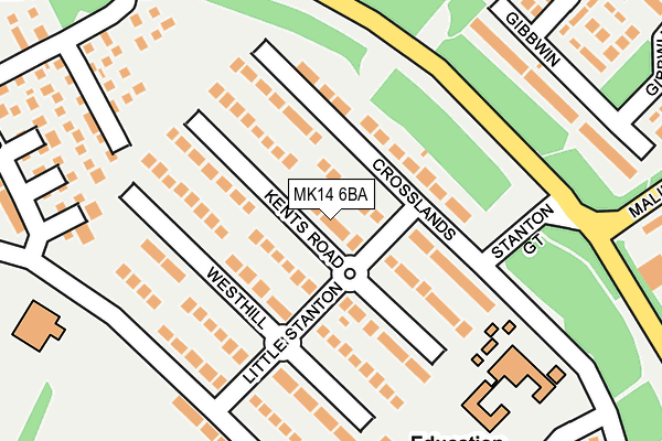 MK14 6BA map - OS OpenMap – Local (Ordnance Survey)