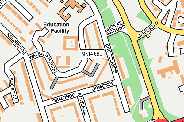 MK14 6BU map - OS OpenMap – Local (Ordnance Survey)