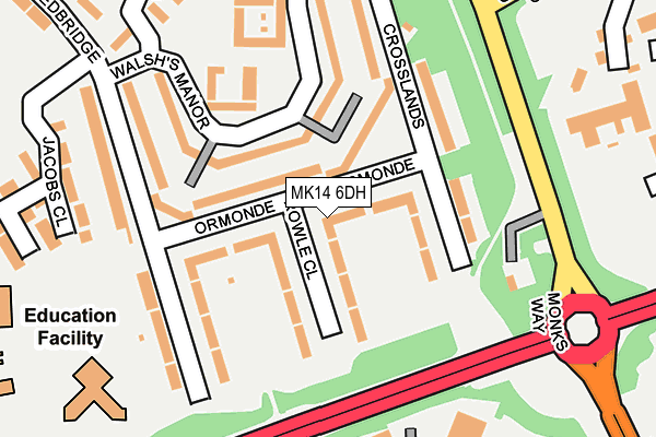 MK14 6DH map - OS OpenMap – Local (Ordnance Survey)