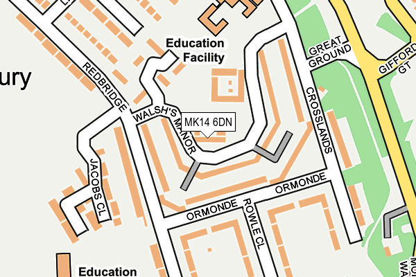 MK14 6DN map - OS OpenMap – Local (Ordnance Survey)