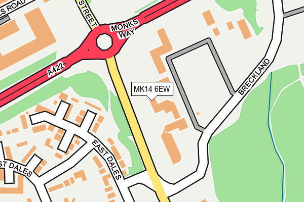 MK14 6EW map - OS OpenMap – Local (Ordnance Survey)