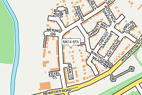 MK14 6FA map - OS OpenMap – Local (Ordnance Survey)