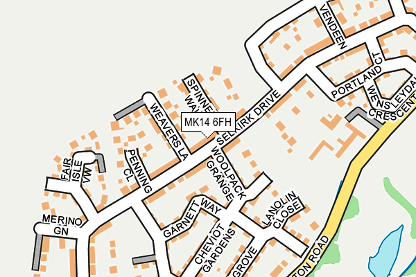 MK14 6FH map - OS OpenMap – Local (Ordnance Survey)