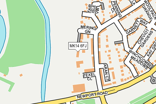 MK14 6FJ map - OS OpenMap – Local (Ordnance Survey)