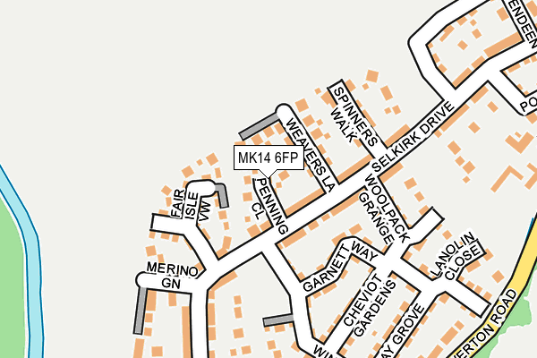 MK14 6FP map - OS OpenMap – Local (Ordnance Survey)