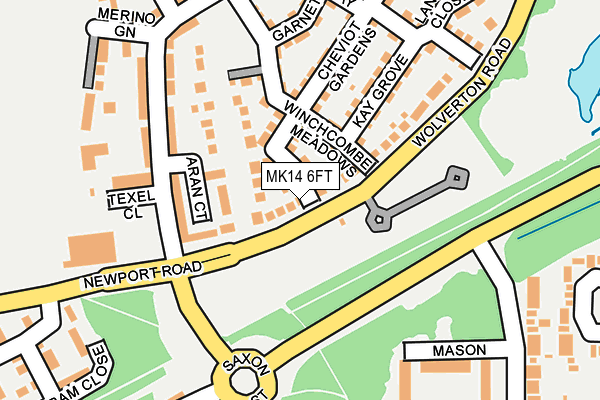 MK14 6FT map - OS OpenMap – Local (Ordnance Survey)