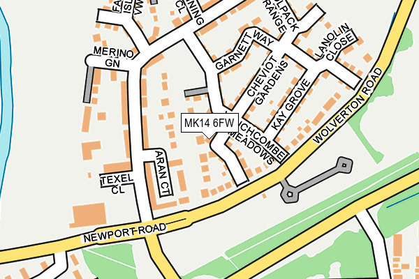 MK14 6FW map - OS OpenMap – Local (Ordnance Survey)