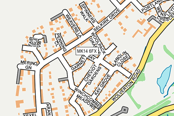 MK14 6FX map - OS OpenMap – Local (Ordnance Survey)