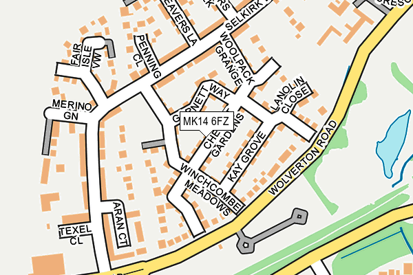 MK14 6FZ map - OS OpenMap – Local (Ordnance Survey)