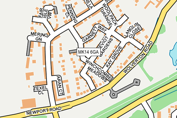 MK14 6GA map - OS OpenMap – Local (Ordnance Survey)