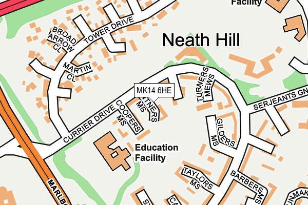 MK14 6HE map - OS OpenMap – Local (Ordnance Survey)