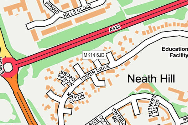 MK14 6JD map - OS OpenMap – Local (Ordnance Survey)