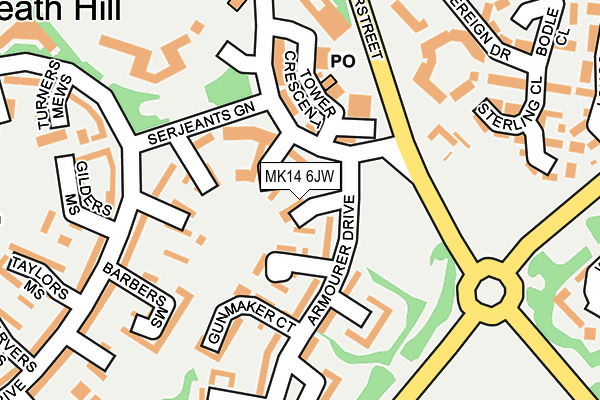 MK14 6JW map - OS OpenMap – Local (Ordnance Survey)