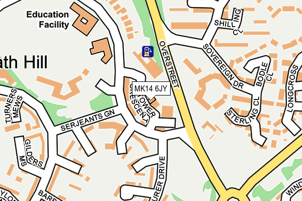 MK14 6JY map - OS OpenMap – Local (Ordnance Survey)