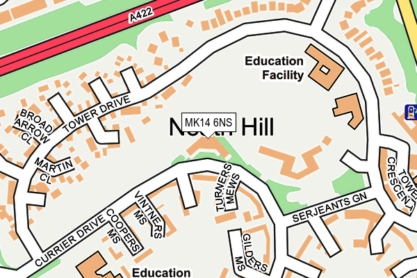 MK14 6NS map - OS OpenMap – Local (Ordnance Survey)