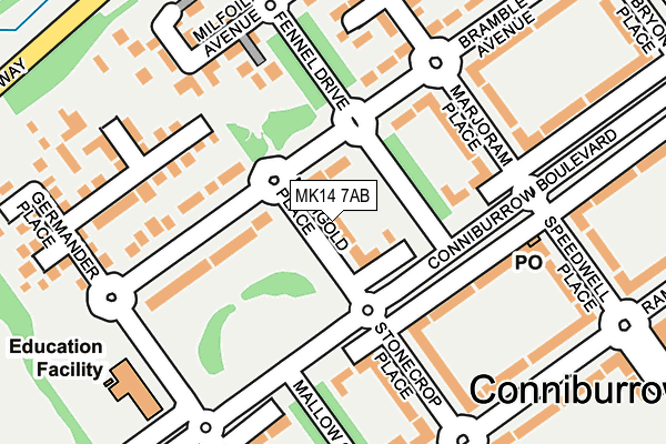 MK14 7AB map - OS OpenMap – Local (Ordnance Survey)