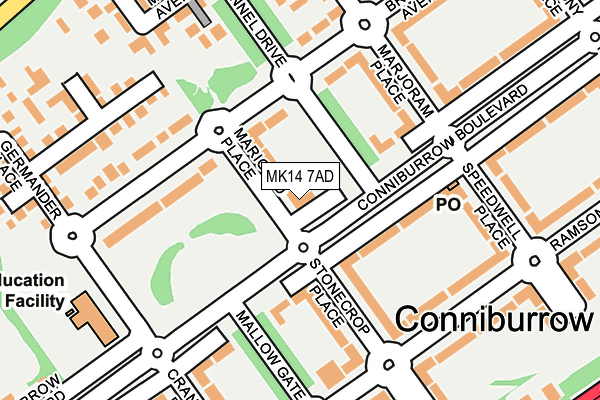 MK14 7AD map - OS OpenMap – Local (Ordnance Survey)