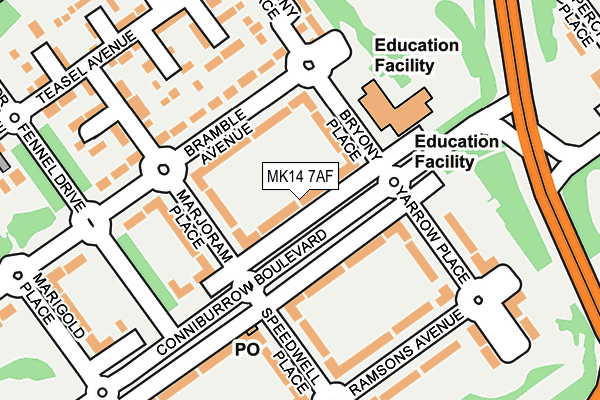 MK14 7AF map - OS OpenMap – Local (Ordnance Survey)