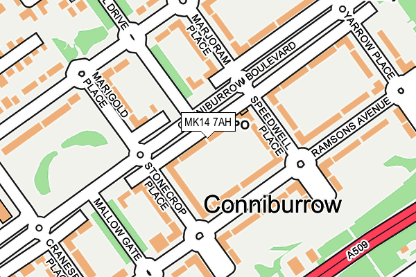 MK14 7AH map - OS OpenMap – Local (Ordnance Survey)