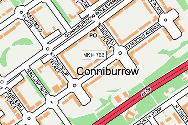 MK14 7BB map - OS OpenMap – Local (Ordnance Survey)