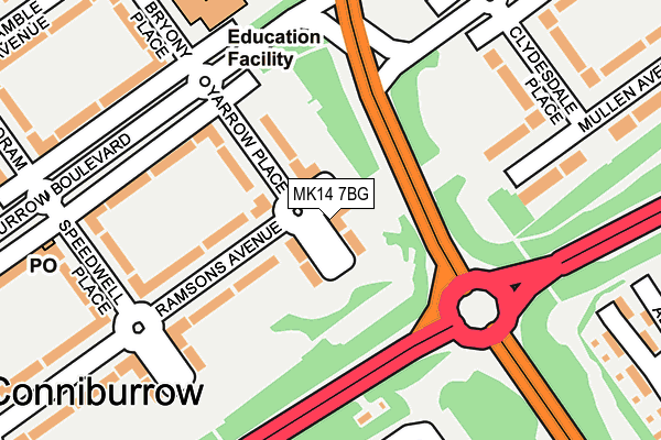 MK14 7BG map - OS OpenMap – Local (Ordnance Survey)