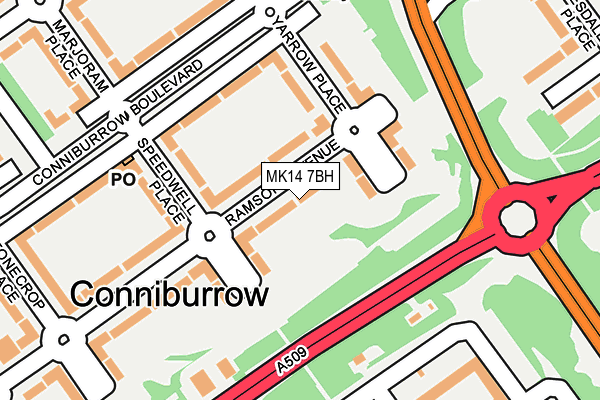 MK14 7BH map - OS OpenMap – Local (Ordnance Survey)