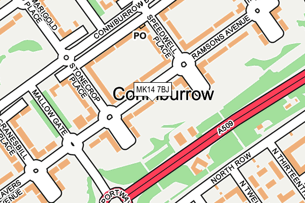 MK14 7BJ map - OS OpenMap – Local (Ordnance Survey)