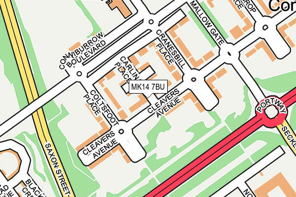 MK14 7BU map - OS OpenMap – Local (Ordnance Survey)