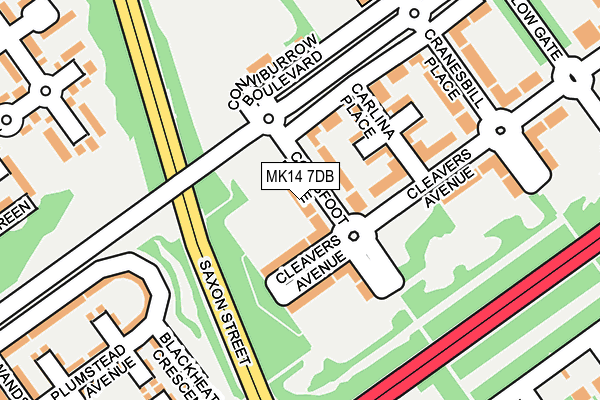MK14 7DB map - OS OpenMap – Local (Ordnance Survey)