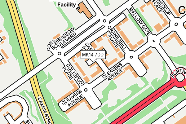 MK14 7DD map - OS OpenMap – Local (Ordnance Survey)