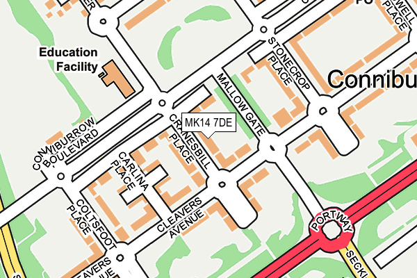 MK14 7DE map - OS OpenMap – Local (Ordnance Survey)