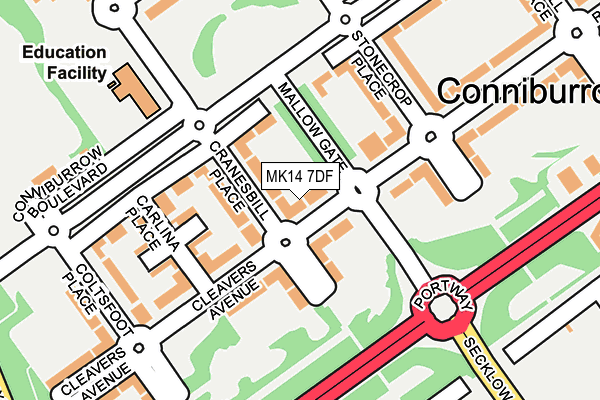 MK14 7DF map - OS OpenMap – Local (Ordnance Survey)