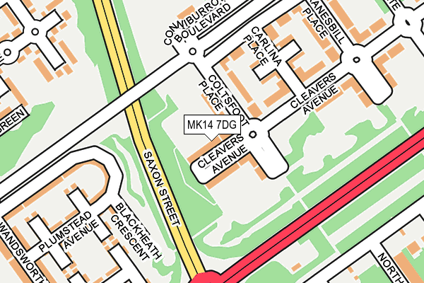 MK14 7DG map - OS OpenMap – Local (Ordnance Survey)