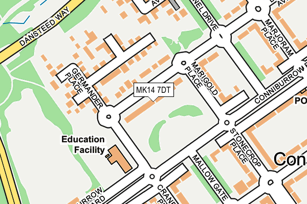 MK14 7DT map - OS OpenMap – Local (Ordnance Survey)