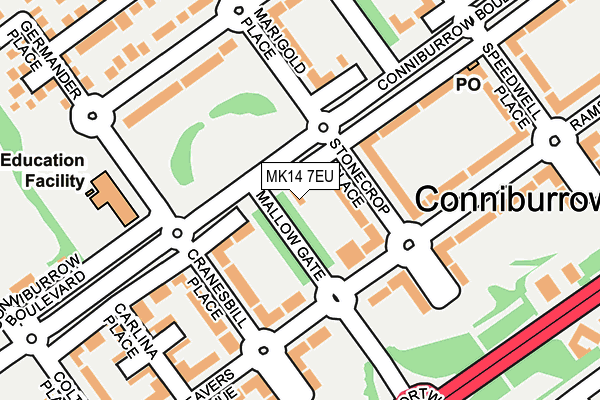 MK14 7EU map - OS OpenMap – Local (Ordnance Survey)