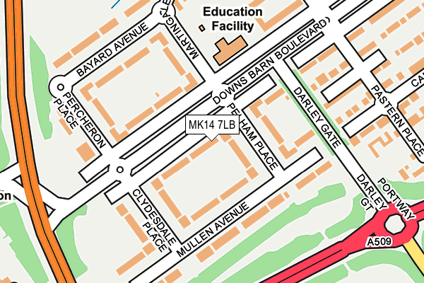 MK14 7LB map - OS OpenMap – Local (Ordnance Survey)