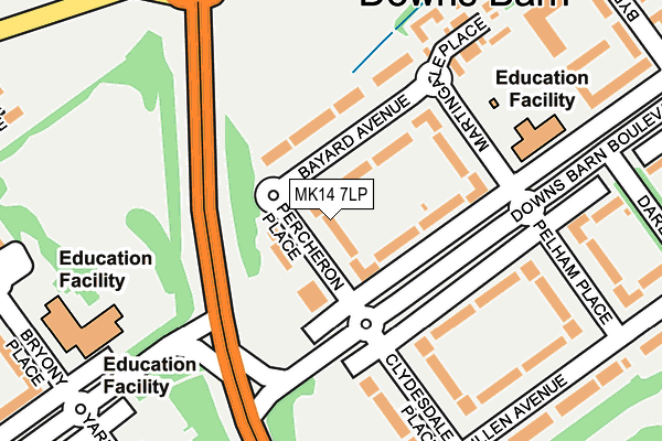 MK14 7LP map - OS OpenMap – Local (Ordnance Survey)