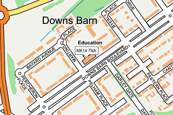 MK14 7NA map - OS OpenMap – Local (Ordnance Survey)